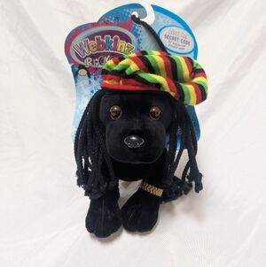 Ganz Webkinz Rockerz Dog Rasta Black Lab Stoner 420 Plush Stuffed Animal No Code